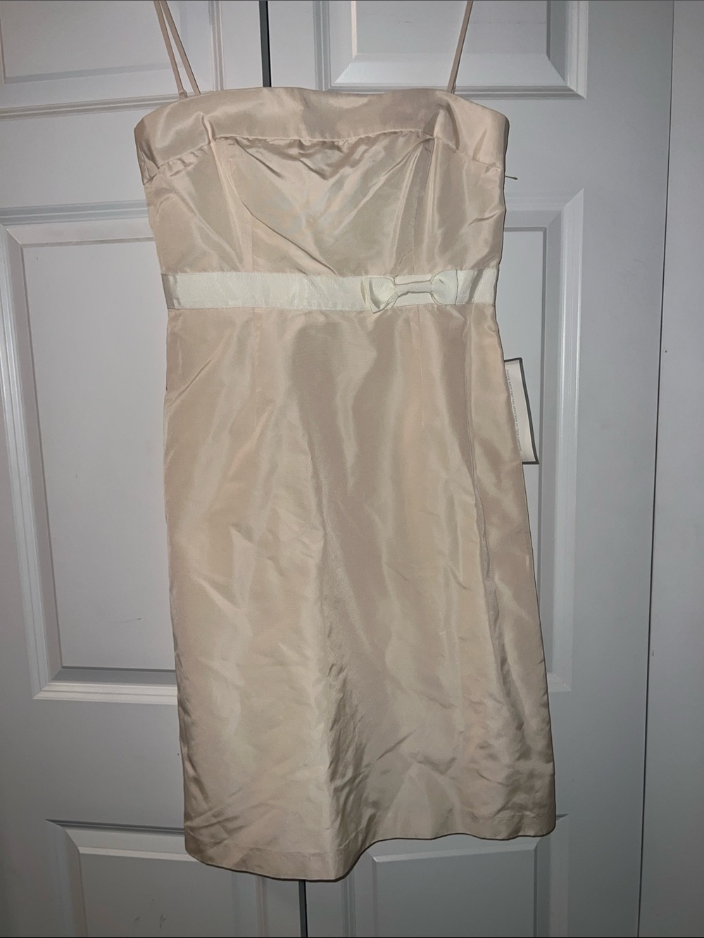 Banana Republic Strapless Cream Cocktail Dress with Waist Bow